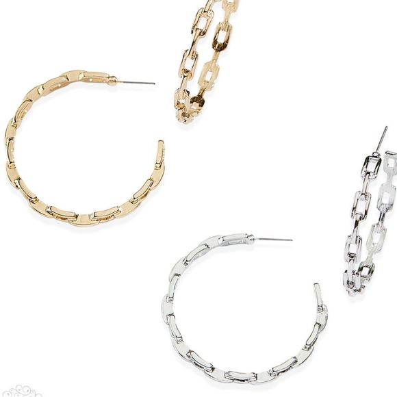 Park Lane Jewelry - NWT ICONIC CHAINLINK STATEMENT HOOPS CHANTEL SILVER OR GOLD EARRINGS